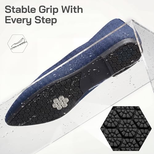 Image of Women Flats Non Slip Work Shoes Slip-On Pointed Toe Ballet Knit Softable Casual Business Flats Comfortable Dressy for Women