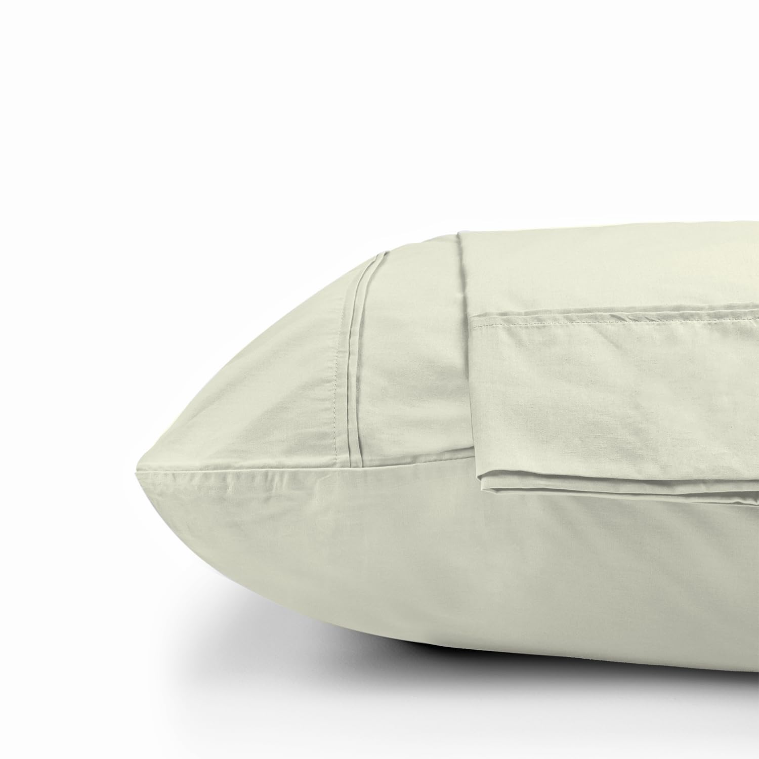 LINENWALAS 100% Cotton Percale King Size Pillow Case Set of 2, Crisp and Cooling Premium Cotton Bed Pillow Covers (20X36 inch, Ivory)