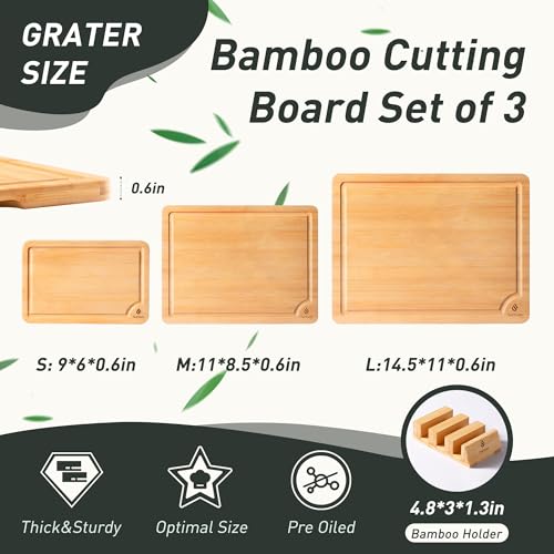 Bamboo Cutting Board Set Non Slip Feet with Holder Over Sink Kitchen Gadgets Seller 2025 First Apartment Must Haves Things Stuff Accessories House Warming Decor Housewarming Hostess Host Gifts