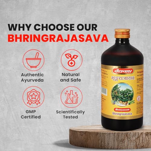Image of Baidyanath Ayurved Bhringrajasava, Syrup (450 Ml) | Helps To Manage Common Cold, Cough & Premature Greying Of Hair | Maintains Overall Wellbeing (Pack Of 1)