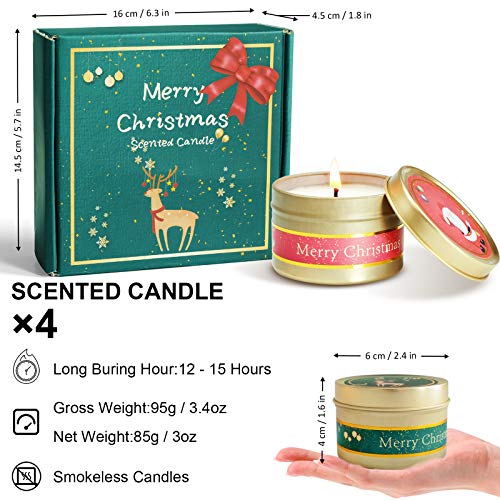 Strn Christmas Candles Set, Candles For Home Scented, Scented Candles Gift Set, Travel Tin Candles, Apple & Cinnamon, Gingerbread, Noble Wine, Winter Cedar Wood #TOP3