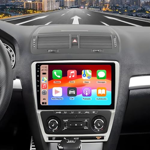 Autoradio pour Skoda Octavia II 2004-2013 avec 10 Pouces sans Fil Carplay Android Auto Poste Radio Voiture Bluetooth USB Mirror Link SWC GPS FM/RDS WiFi 2+32G Android 14