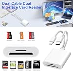 SD Card Reader for iPhone iPad Mac, USB C &Lightning Dual Connector, Digital Camera Adapter to iPhone, Hunting Trail Camera Memory Card Viewer with SD/Micro SD 2 Slot, No App Plug and Play