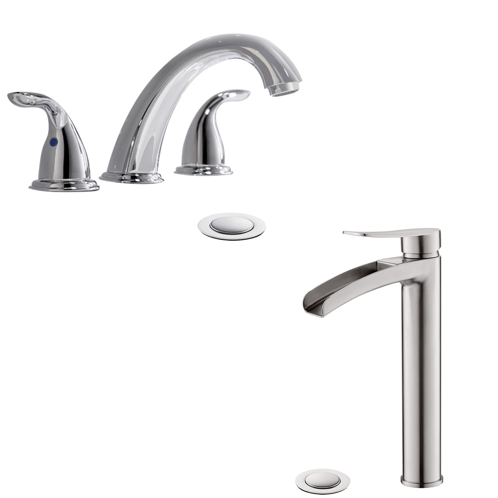Nfusrxmbk Bathroom Sink Faucet, Rv Bathroom Faucet, Modern Faucet With Pop Up Drain, Wf008-5-C+Ns-Sf01-Bn-V