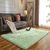 FlauschigeTeppich Komfortabler Hochflor Shaggy Langflor Teppich mit Akzent im Kinderzimmer (Hellgrün,80×120 cm)