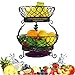 XUNMAIFLB Cesta De Frutas De 2 Niveles - Cesta De Frutas con Decoración De Encimera De Niveles - Frutero De Diseño - Cesta De Mesa De Frutas Y Verduras Frescura, Black