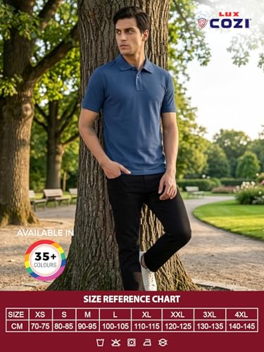 Image of Lux Cozi Men's Cotton Solid Polo Tshirt | Collar Tshirts | Half Sleeves | Stylish & Premium All Day Wear | Pack of 1