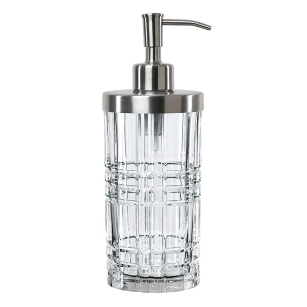 Dispenser di Sapone in Vetro di Cristallo con Pompa in Acciaio Inossidabile, Dispenser di Sapone Liquido per Le Mani Ricaricabile per Bagno di Alta qualità, Bot