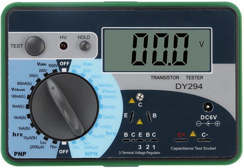 Digital Transistor DC Parameter Tester for Diodes, Thyristors, FETs, Capacitor Withstand Voltage, Varistor Protection, and 78/79 Series Three-Terminal