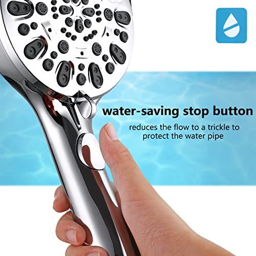 Iopsk Shower Head With Handheld Set 7 Spray High Pressure Detachable Shower Heads With Extra 60" Long Stainless Steel Hose And Adjustable Bracket-Chrome Finish Hand Held Showerhead With On/Off Switch #TOP2