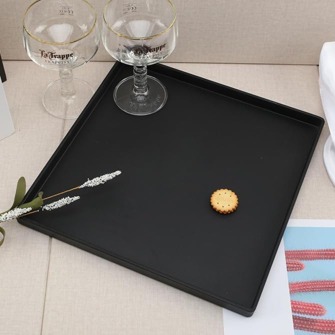 Serving Tray Black Square Decorative Serving Tray Wooden Ottoman Tray Coffee Table Farmhouse Home Decorations 12x12inch - Image 6
