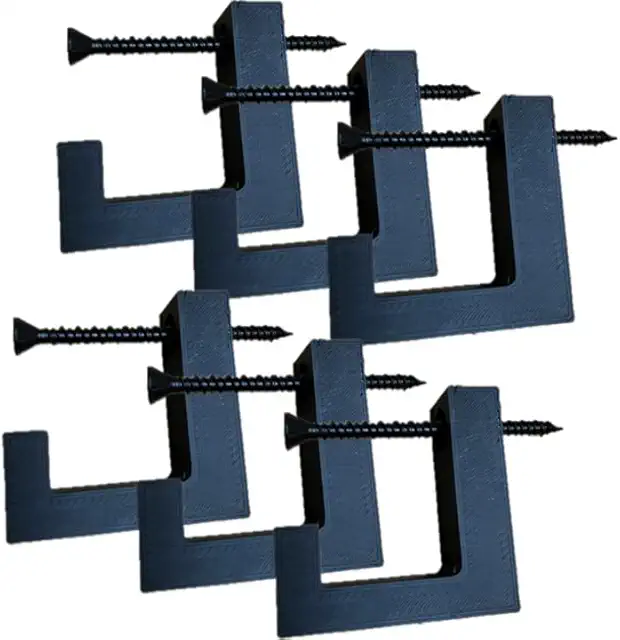 6 schwarze Garderobenhaken für Akustikpaneele - vertikale Montage