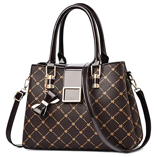 DIRRONA handtasche klassisch Elegant Schultertasche Lässig Tote Bag PU Leder Grosse Kapazität Crossbody Tasche Modedruck Damen Handtasche Khaki Cover