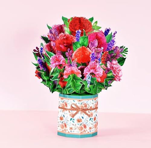 Pop Up Flowers Bouquet Card, Carnation Bouquet, 3D Pop Up Flowers Greeting Card, Handmade Paper Florals Gifts For Parents, Women, Friends, Girlfriend On Birthday, Anniversary, Valentines Day, Etc #TOP4