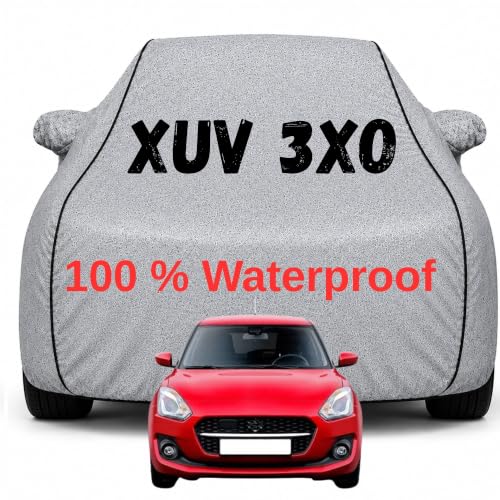 Image of Durable Full Body Waterproof XUV 3XO Car Cover | Premium Polyester Silver Cover | Custom Fit Vehicle Protection | UV Resistant, Dustproof, Scratch Resistant, Heat & Wind Protection