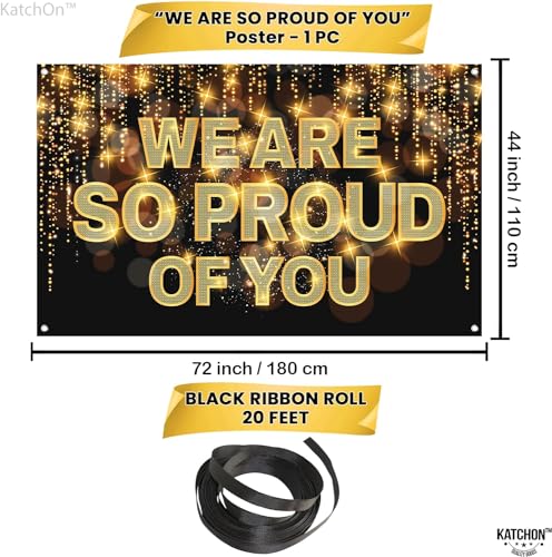 Image of Graduation Decorations 2026, We Are So Proud of You Banner - XtraLarge, 72x44 Inch | Black and Gold Congratulations Banner for 2026 | Graduation Banner | Proud of You Backdrop - KatchOn