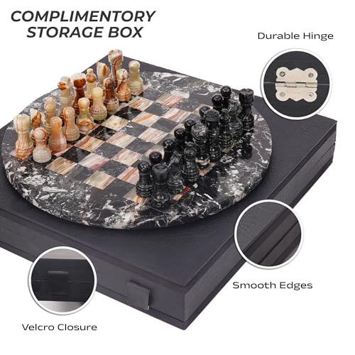 EarthenTones Marble Chess Set for Adults with Complementary Storage Box, 12" Black & Green Handmade Board Games for Adults, Premium Chess Set Board Game with Extra Queens by EARTHENTONES - Image 2