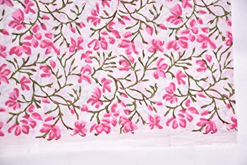 Image of Floral Printed Cotton Cloth Materiel Natural Fabric Running Jaipuri Hand Block Printed Women Dress Material Kurtis Natural 44 inch Inches Width Pink (2 Meter)
