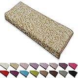 casa pura coprigradini per scale interne - tappeti per scale adesivi e antiscivolo, shaggy a pelo lungo, set da 15-23.5x65cm, in vari colori - rettangolare - beige