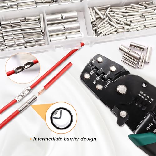 mankk 284PCS Non Insulated Butt Connectors Kit 26-6 Gauge Tinned Red Copper Butt Connector Uninsulated Butt Connector Wire Crimp Connectors for Electrical Appliances Cars Boats etc