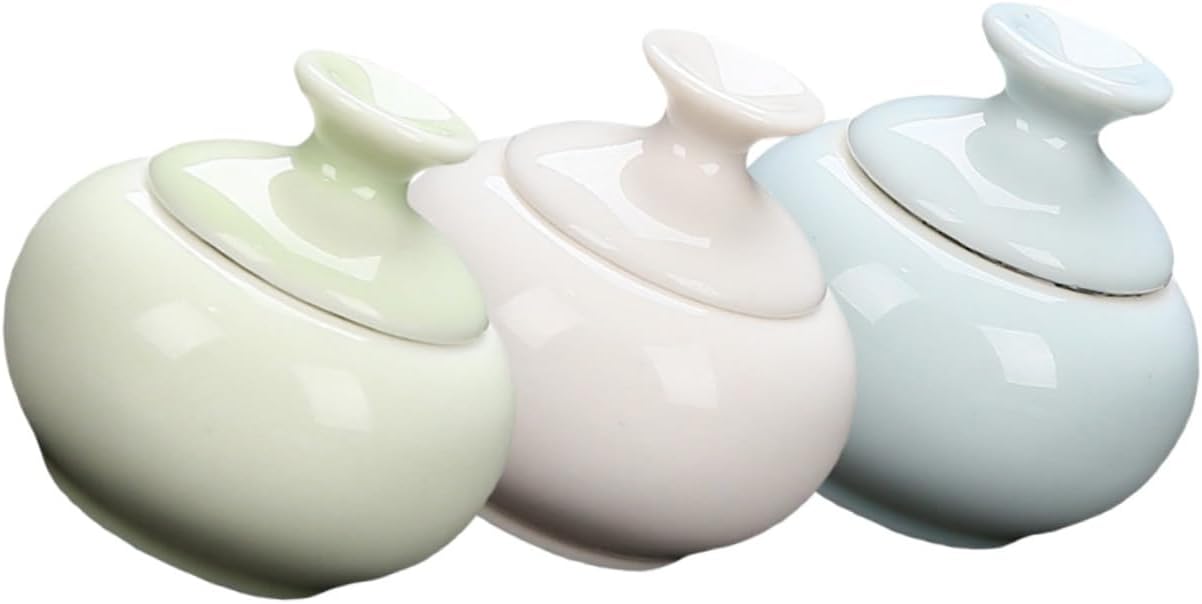 3Pcs Ceramic Tea Canisters Travel Sample Storage Jars for Face Cream and Cosmetics Sealed Makeup Containers and Colors