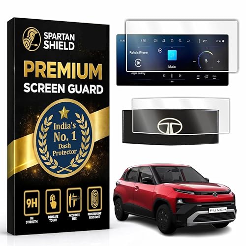 Image of Spartan Shield [2 PACK] SCREEN GUARD For TATA PUNCH 2026 Facelift || ACCOMPLISHED | ACCOMPLISHED+S || 10.25-INCH [THIN BEZEL] INFOTAINMENT TOUCHSCREEN + STEERING CLUSTER Protector | Anti Scratch | Water Resistant | HD Clear | High Touch Sensitivity | Digital Car Music Stereo Accessories [Not Tempered Glass]