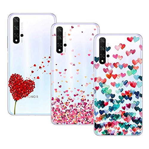 Young Ming Compatible Para Huawei Honor 20 / Nova 5T Funda, (3 Pack) Transparente Ultrafina Carcasa Delgado antigolpes Resistente, Amor