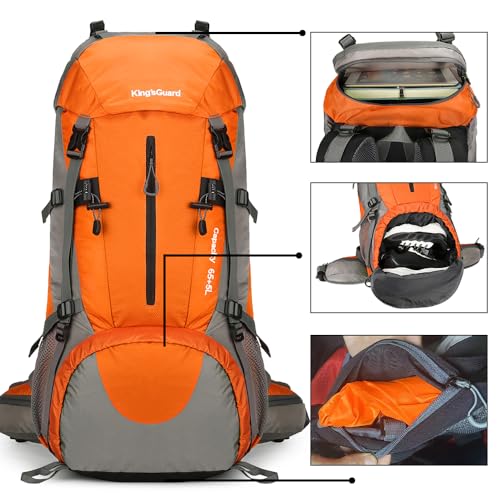 Image of King'sGuard 70L Hiking Backpack with Rain Cover Lightweight Waterproof Travel Camping Backpack Large Backpacking Pack