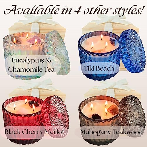 Healing Crystal Candle - 14Oz Soy Meditation Candles With Crystals Inside. Green Aventurine, Phoenix Stone, Clear Quartz. Manifestation Candle For Vitality, Growth, Confidence, And Creativity #TOP7