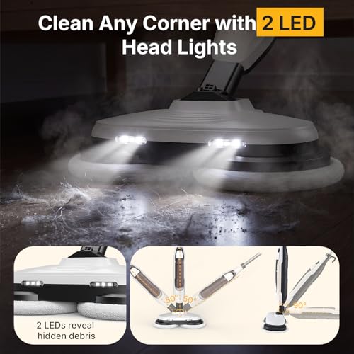 Image of NEWBULIG Scrubbing Steam Mop, Spin Steam Mops for Floor Cleaning with LED
