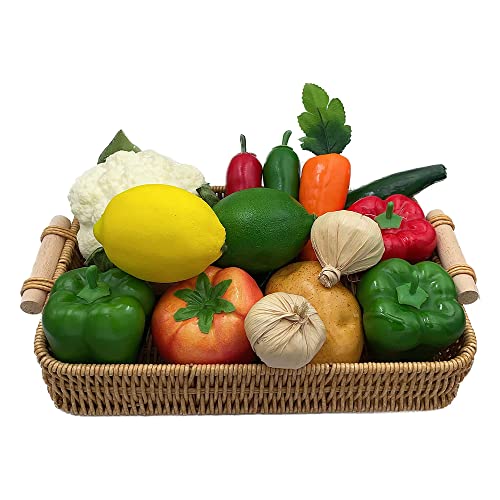 Wjboand 14Pcs Fake Vegetables Simulation Artificial Tomato Garlic Potato Cauliflower Radish Bell Pepper Pepper Kitchen Wedding Ornament Cabinet Decoration Display #TOP15
