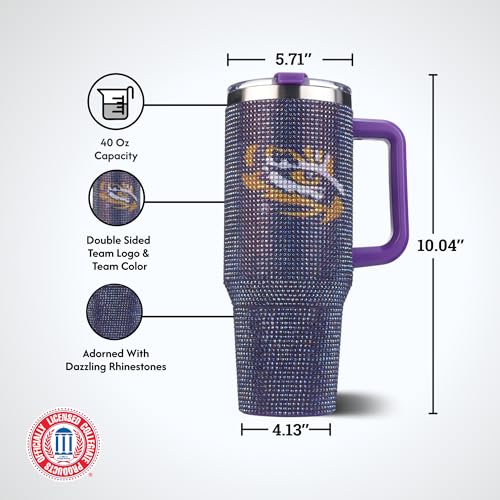Image of The Memory Company Officially Licensed 40oz TC Bling Game Day Tumbler with Vintage Logo, Louisiana State University