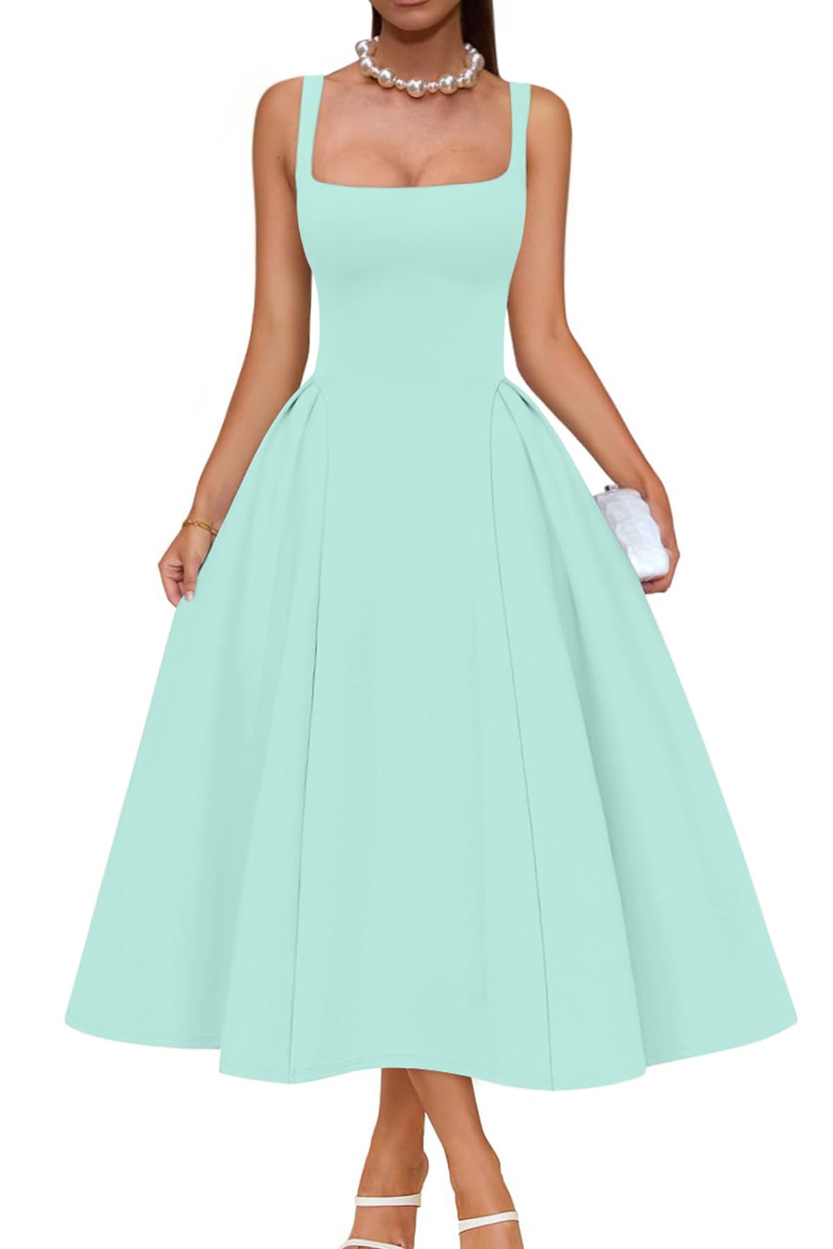 Memoriesea Square Neck Swing Midi Dress
