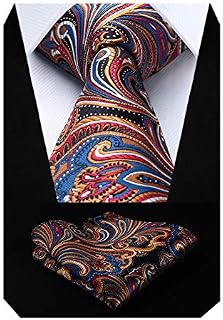 HISDERN Floral Paisley Wedding Tie Handkerchief Men's Necktie & Pocket Square Set