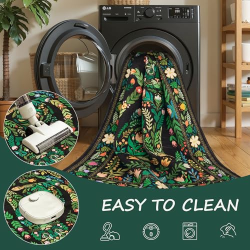 Tapete decorativo blanco 2x3 pies Boho floral gato miniatura 3