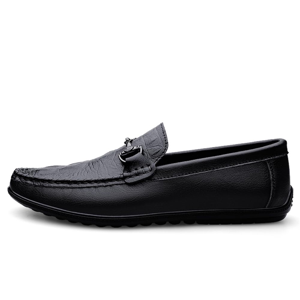 Mocasines de vestir de piel auténtica para hombre, mocasines casuales de moda para uso diario, Black, 38 2/3 EU