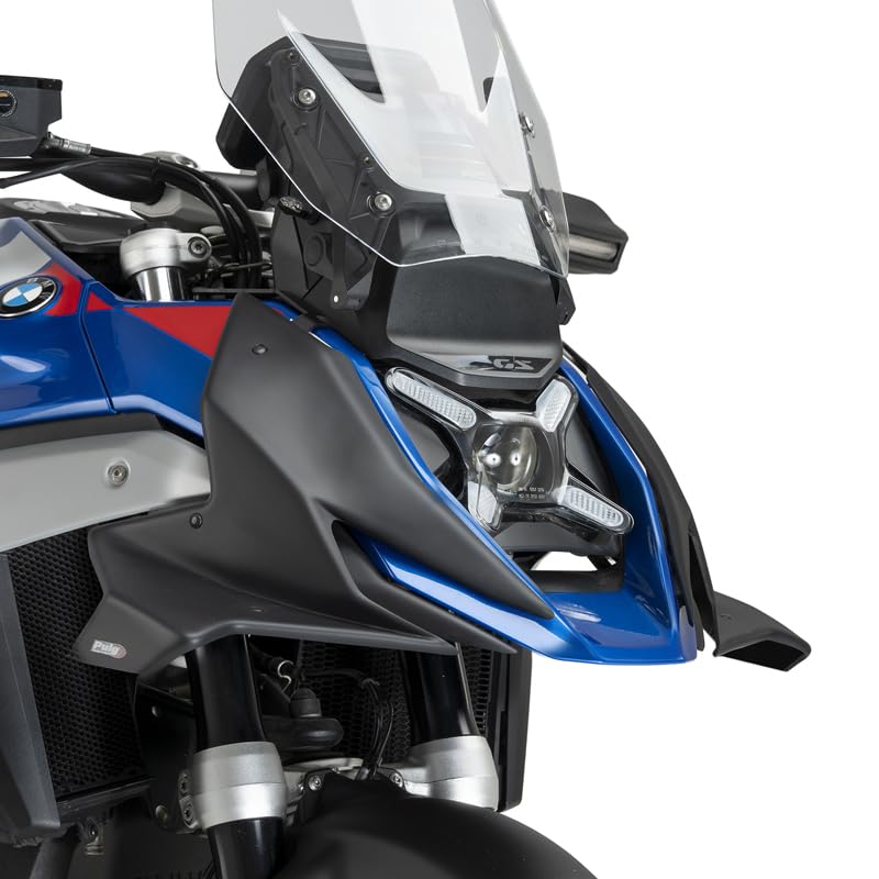 Front view of BMW R1300GS with Puig PISTA #5 Front Spoiler installed
