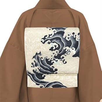 Amazon | 袋帯 葛飾北斎 有栖川織物 シルバー×黒 仕立て付き