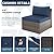 VONZOY Outdoor Patio Furniture Set 7 Pieces Sectional Rattan Sofa Set, PE Rattan Wicker Patio Conversation Set with 6 Seat Cushions and 1 Tempered Glass Table and Furniture Cover, Navy Blue