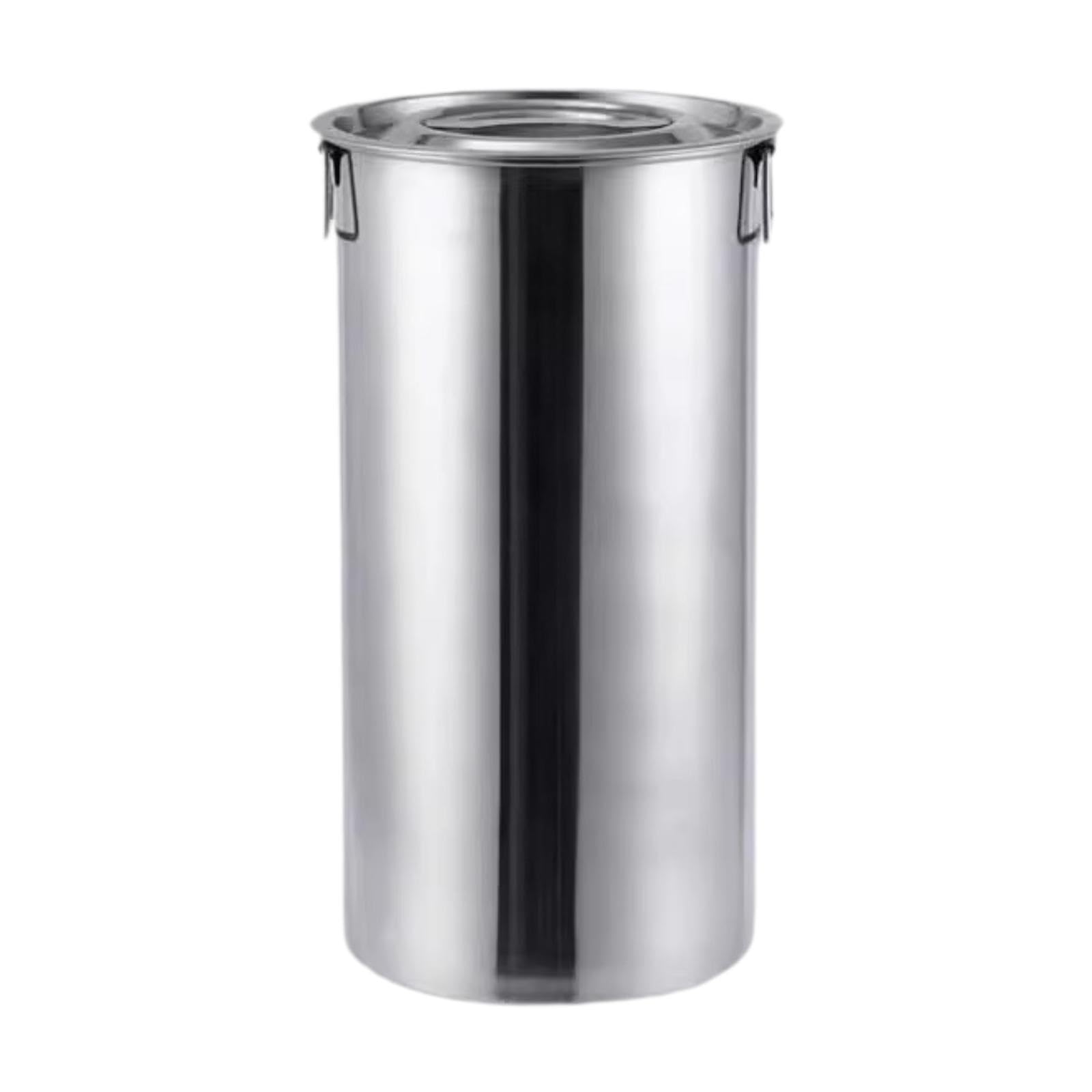 Jarra de leche única, cubo de hielo para guardar bebidas heladas, tés y bebidas en fiestas o reuniones al aire libre. Cubo acero inoxidable con tapa y doble asa, Plata, 22x40cm15L