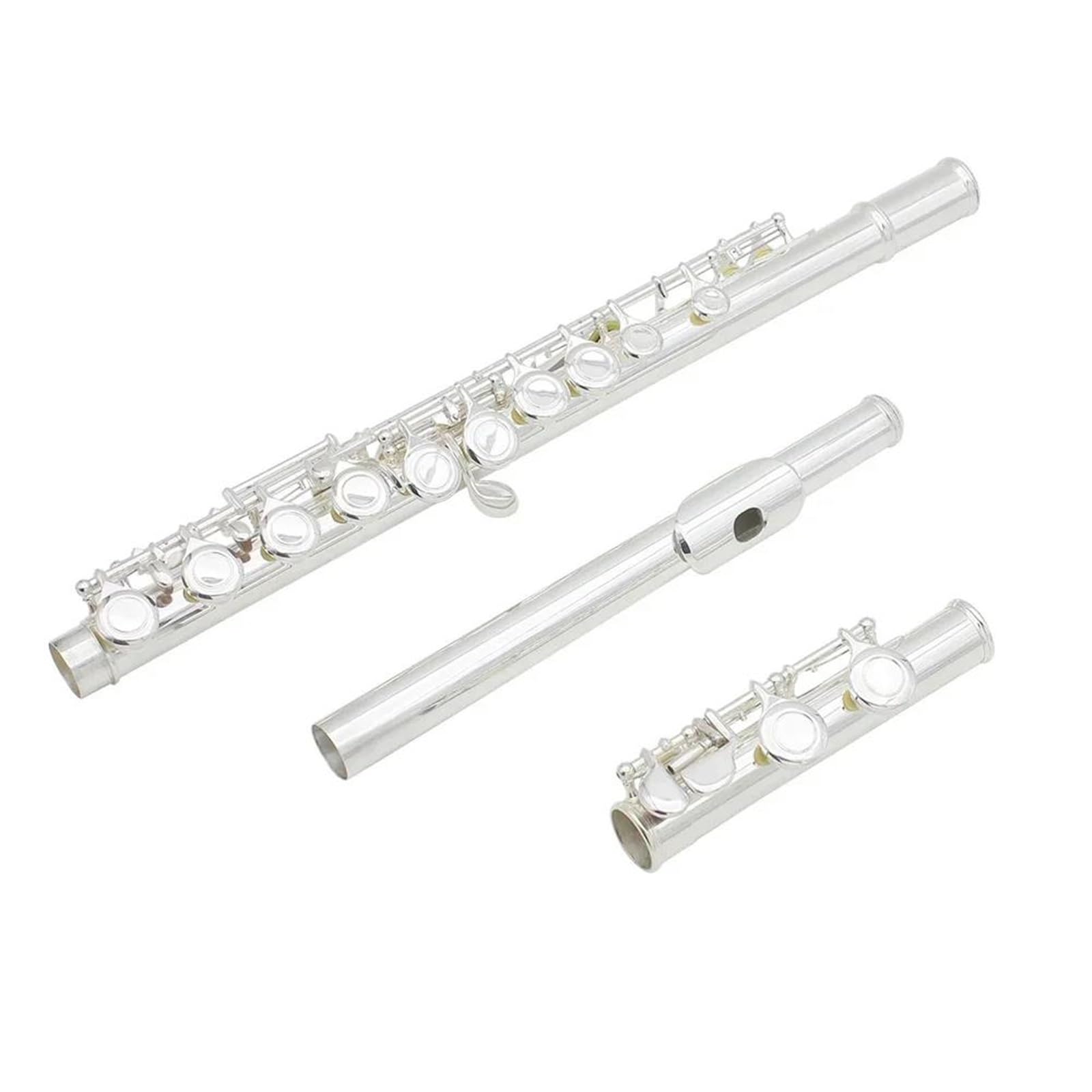 flauta travesera Flauta De Concierto De Cobre Blanco Con Llave C 16 Orificios Cerrados Instrumento De Viento De Madera Transversal Con Piezas De Caja(Rose red)
