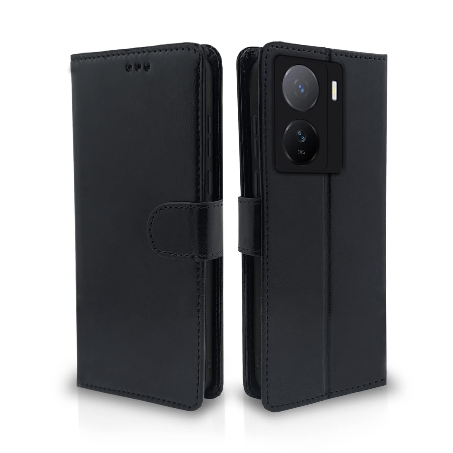 Pikkme iQOO Z7 5G / iQOO Z7s 5G Flip Cover Leather Finish | Inside TPU with Card Pockets | Wallet Stand and Shock Proof | Complete Protection Flip Case (Black) (B0BZSNPCHT) Amazon Price History, Amazon Price Tracker