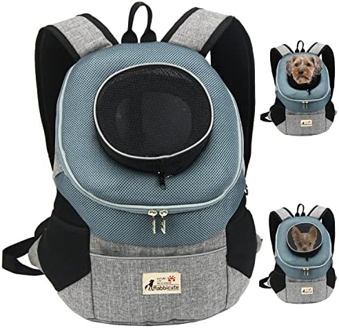 RABBICUTE Pet Dog Carrier Backpack Adjustable Breathable Front Pack Head Out Removable Design Puppy Cat Dog Backpack for Dogs Padded Shoulder Bag for Travelling Hiking Camping Outdoor Trip