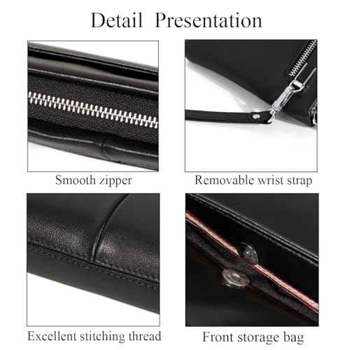 Leather Clutch Bag for Men Handbag Wrist Bag Business Large Wallet Purse Envelope Bag4
