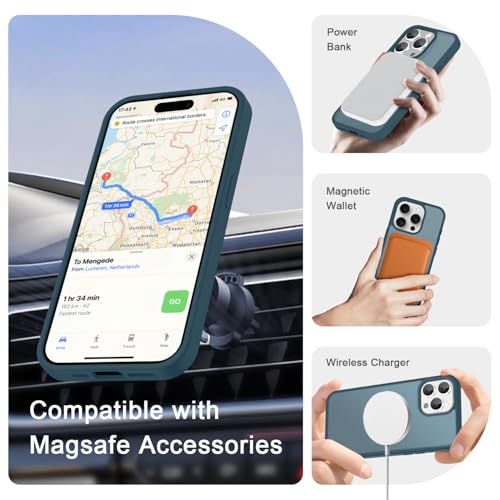 Image of YENAPOON for iPhone 15 Pro Max Case, Matte Magnetic Phone Cover [with 1 Screen Protector] [Support for MagSafe] [Shockproof Military Grade Protection] Translucent Frosted Back, Lavender Gray