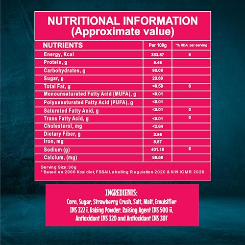 Image of 8AM Corn Flakes Strawberry 300 Gram, Golden Corns & Strawberry, No Cholesterol, Trans Fat, Artificial Additives, Iron & Calcium, Crunchy & Nutritious Breakfast Cereal