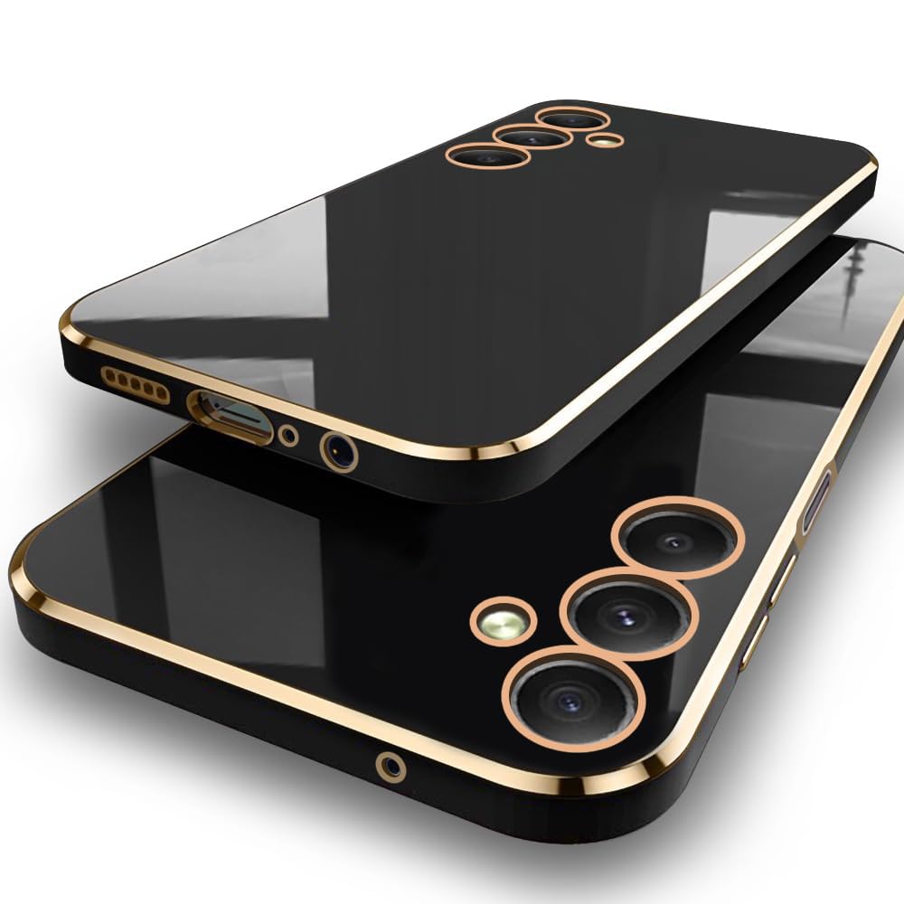 TheGiftKart Luxurious Golden-Plated Back Cover Case for Samsung Galaxy M35 5G | Raised Lips for Camera & Screen Protection | ShockProof Design | Stylish Back Cover Case for Samsung M35 5G (TPU, Black) (B0D9D1WX9D) Amazon Price History, Amazon Price Tracker