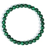 QINJIEJIE Natürliche Edelstein Perlen Malachit Armband Heilsteine 6mm Perlenarmband für Damen Energie Armband Elegantes Glücksarmband Wellness Schmuck Geschenk