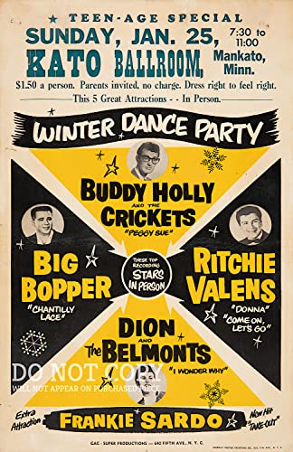 Affiche rare Winter Dance Party 1959 impression de qualité Buddy Holly 28x43
