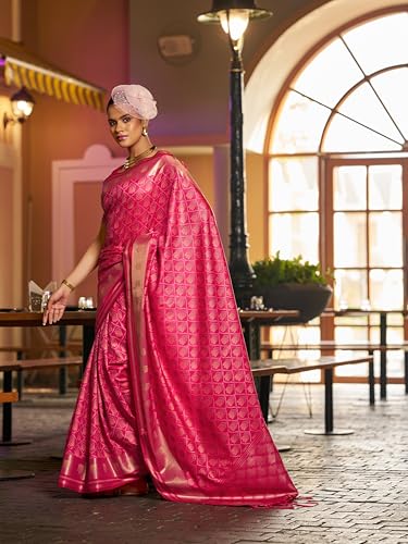 Image of SWORNOF Women's Patola silk saree for Patola festival Wedding silk with rich pallu Design sarees for women with blouse piece